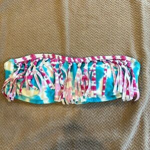 Xhilaration Women’s Small Tye Dye Strapless Fringe Swim Top
